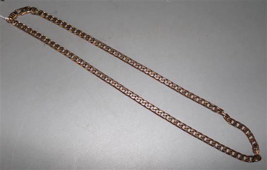 A 9ct gold curb link necklace, 23in.